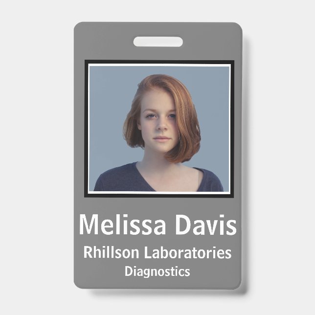 Tarjeta De Identificación Diseño vertical de acero gris de identificación de (Parte frontal)