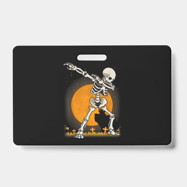Tarjeta De Identificación Disfraz de esqueleto de Dabbing de Halloween (Parte frontal)