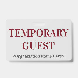 Tarjeta De Identificación Distinguido Badge de "INVITADO TEMPORAL"