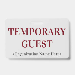 Tarjeta De Identificación Distinguido Badge de "INVITADO TEMPORAL"