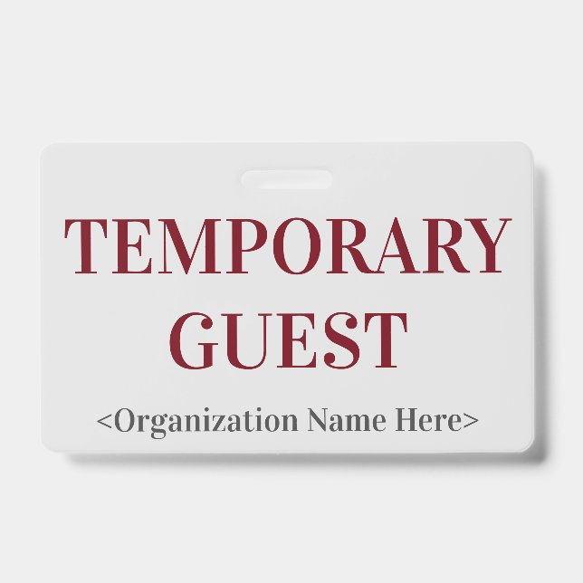 Tarjeta De Identificación Distinguido Badge de "INVITADO TEMPORAL" (Parte frontal)