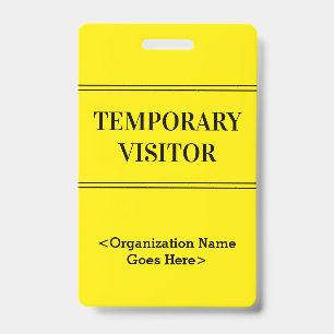 Tarjeta De Identificación Distinguido Badge de "VISITANTE TEMPORAL"