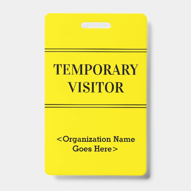 Tarjeta De Identificación Distinguido Badge de "VISITANTE TEMPORAL" (Parte frontal)