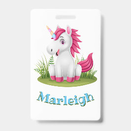 Tarjeta De Identificación Distintivo de cumpleaños de unicornio lindo Favor 