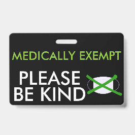 Tarjeta De Identificación Distintivo de Exento Médicamente de Mascarillas