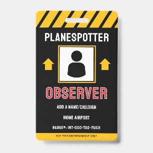 Tarjeta De Identificación Distintivo de observador de aviones para divertirs
