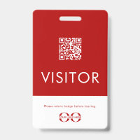 Distintivo de visitante de código QR rojo personal