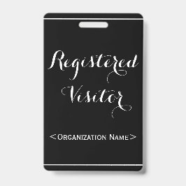 Tarjeta De Identificación Distintivo de "Visitante Registrado" Glamuroso