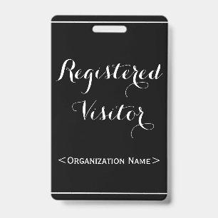 Tarjeta De Identificación Distintivo de "Visitante Registrado" Glamuroso