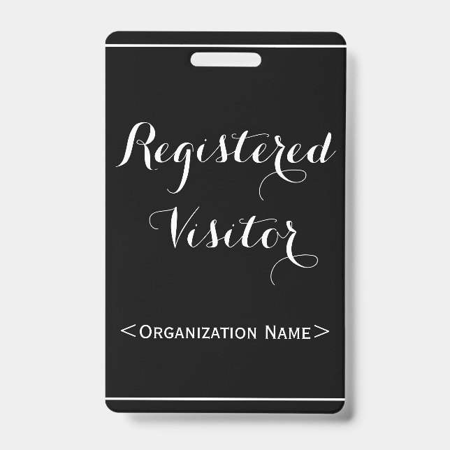 Tarjeta De Identificación Distintivo de "Visitante Registrado" Glamuroso (Parte frontal)