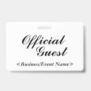 Tarjeta De Identificación Distintivo elegante de "Invitado Oficial"