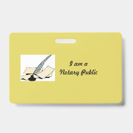Tarjeta De Identificación Distintivo horizontal de notario público amarillo