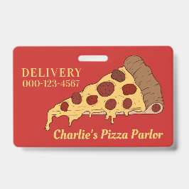 Tarjeta De Identificación Distintivos de porción de pizza con texto y color