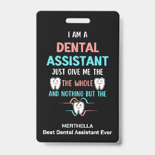 Tarjeta De Identificación Divertida ASISTENTE DENTAL Toda la Muela