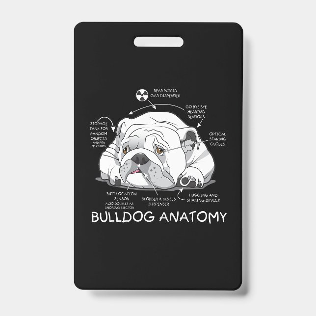 Tarjeta De Identificación Divertido Bulldog inglés anatomía biología de perr (Parte frontal)