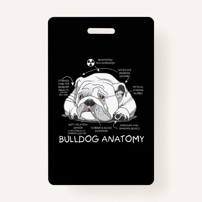Tarjeta De Identificación Divertido Bulldog inglés anatomía biología de perr (Anverso)