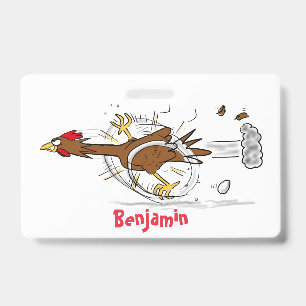 Tarjeta De Identificación Divertido ilustracion de pollo fresco y personaliz