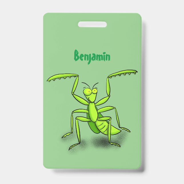 Tarjeta De Identificación Divertido ilustracion personalizado de mantis de o (Parte frontal)