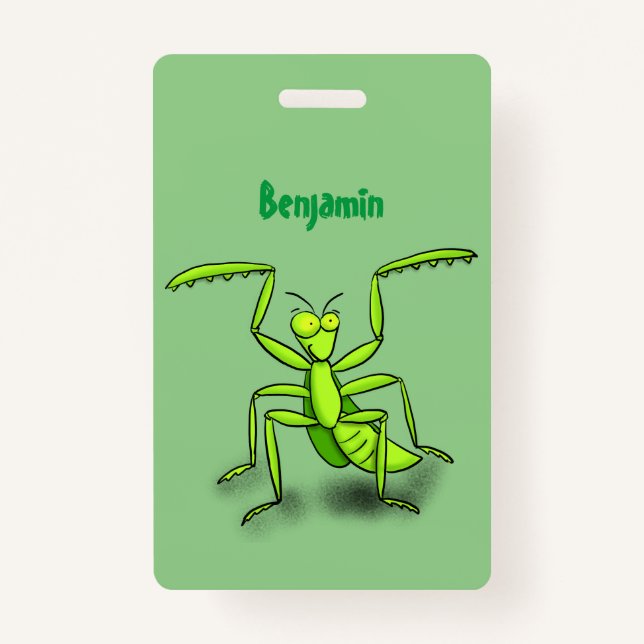 Tarjeta De Identificación Divertido ilustracion personalizado de mantis de o (Anverso)
