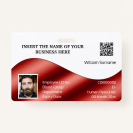 Tarjeta de identificación DIY Faux-red white | log