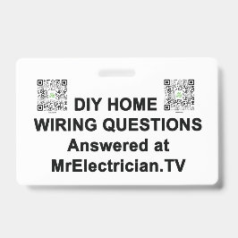 Tarjeta De Identificación DIY HOME WIRING PREGUNTAS Mr. Electrician Badge