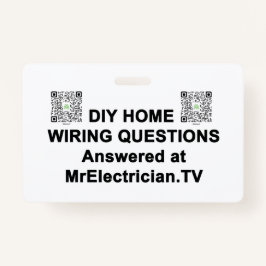 Tarjeta De Identificación DIY HOME WIRING PREGUNTAS Mr. Electrician Badge