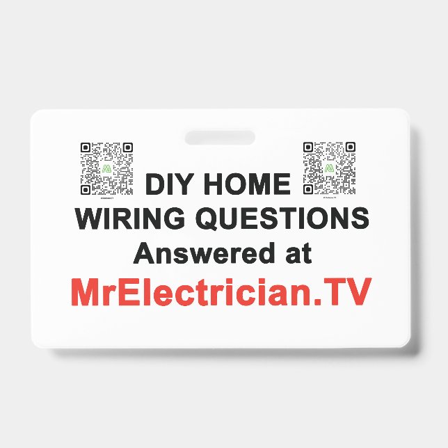 Tarjeta De Identificación DIY Home Wiring Questions at MrElectrician.TV (Parte frontal)