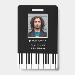 Tarjeta De Identificación DNI de nombre del profesor de piano personalizado