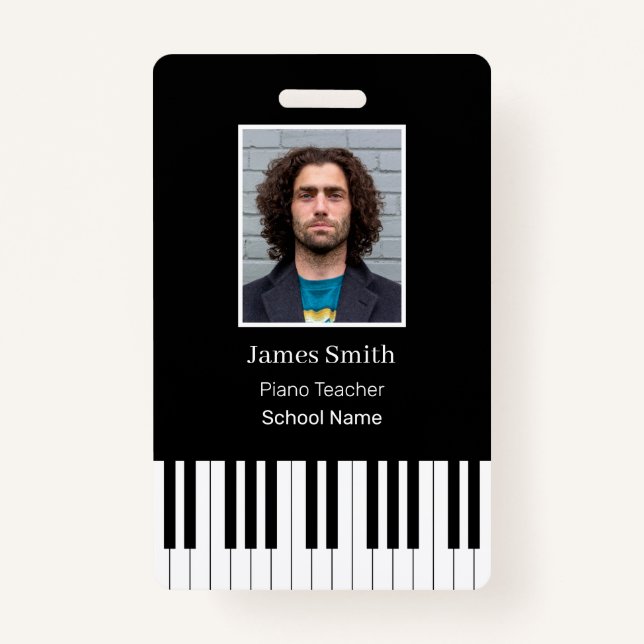 Tarjeta De Identificación DNI de nombre del profesor de piano personalizado (Anverso)