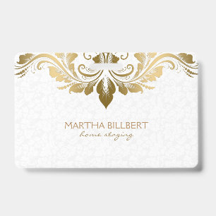 Tarjeta De Identificación Dorado Swirly Lace