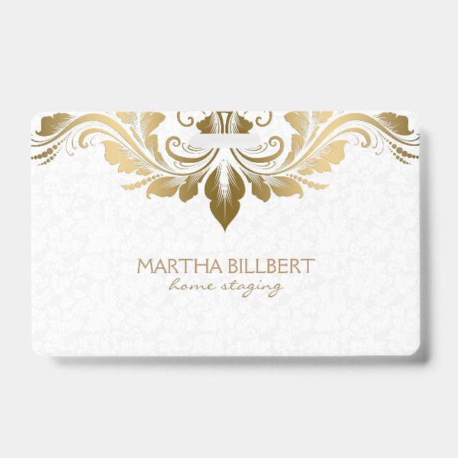 Tarjeta De Identificación Dorado Swirly Lace (Front)