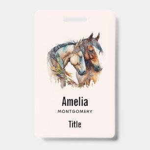 Tarjeta De Identificación Dos hermosos caballos Western Boho