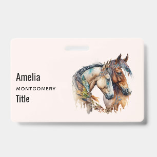 Tarjeta De Identificación Dos hermosos caballos Western Boho