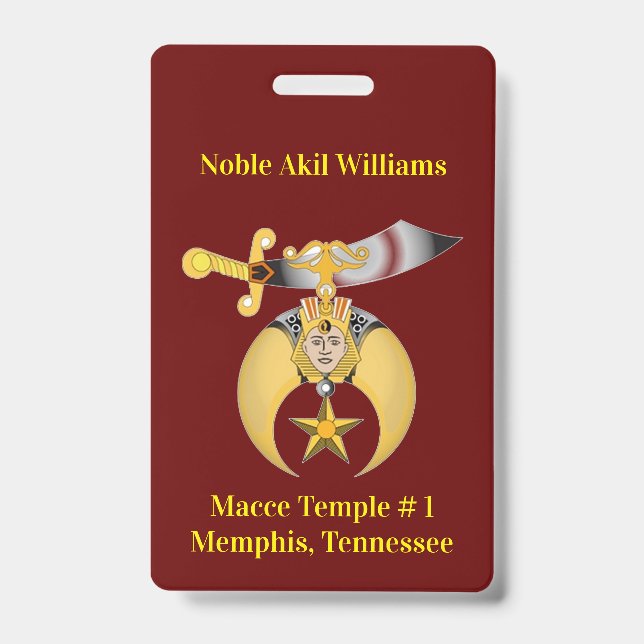 Tarjeta De Identificación Dos Shriners laterales (Front)