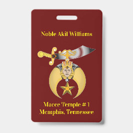 Tarjeta De Identificación Dos Shriners laterales