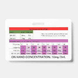 Tarjeta De Identificación Dosificación Rápida RE: Inducción/Sedación con Mid