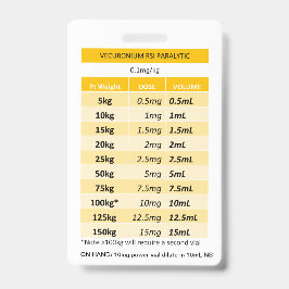 Tarjeta De Identificación Dosis rápida RE: parálisis de vecuronio y rocuroni