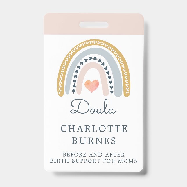 Tarjeta De Identificación Doula acuarela arcoiris (Parte frontal)