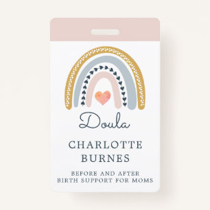 Tarjeta De Identificación Doula acuarela arcoiris