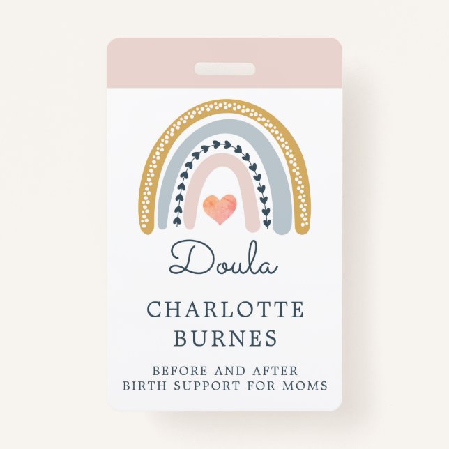 Tarjeta De Identificación Doula acuarela arcoiris (Anverso)