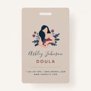 Tarjeta De Identificación Doula Midwife Birthing Coach Elegant Bohemian Boho