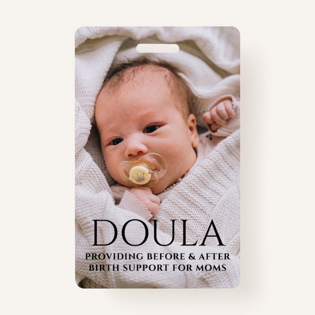Tarjeta De Identificación Doula Photo Birth Support Name (Anverso)