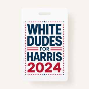 Tarjeta De Identificación Dudas Blancas Para Harris-2024