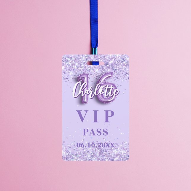 Tarjeta De Identificación Dulce 16 pase fiesta de vip de lavanda violeta (Subido por el creador)