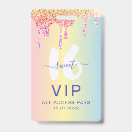 Tarjeta De Identificación Dulce 16 Purpurina Pastel Shades Invitación de cum