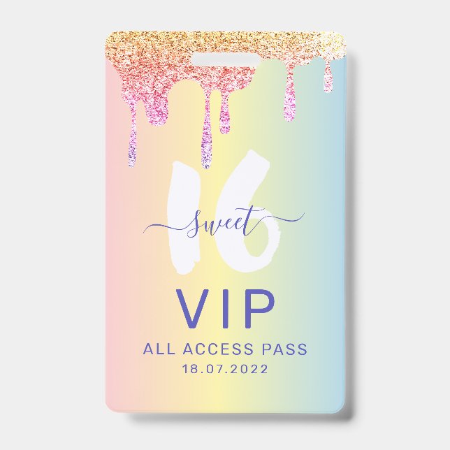 Tarjeta De Identificación Dulce 16 Purpurina Pastel Shades Invitación de cum (Parte frontal)