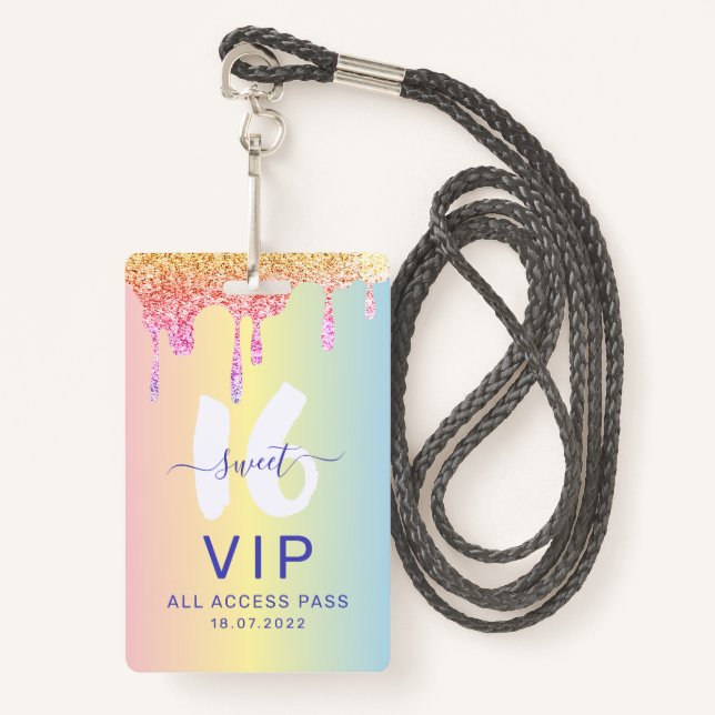 Tarjeta De Identificación Dulce 16 Purpurina Pastel Shades Invitación de cum (Anverso son cordón)