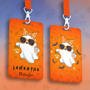 Tarjeta De Identificación Dulce Fantasma de Halloween Personalizado con Espe