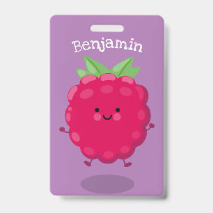 Tarjeta De Identificación Dulce ilustración de dibujos animados de frambuesa