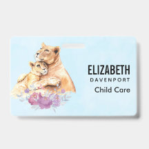 Dulce león madre y cachorro en acuarela